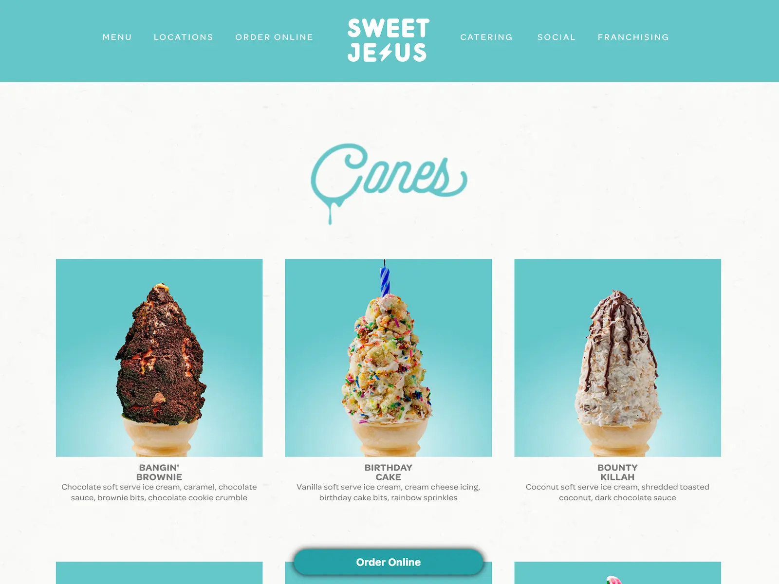 Cones Restaurant website